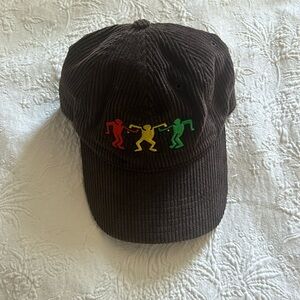 2000s Keith Haring brown locked arms vintage strap back hat